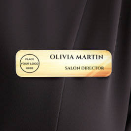 Wood-grain Gold-2 Magnetic Name Badge Namensschild