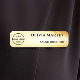 Wood-grain Gold-3 Magnetic Name Badge Namensschild