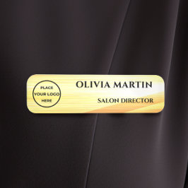 Wood-grain Gold Magnetic Name Badge Namensschild