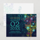 Wood Grain Navy Blue Wedding speichern das Datum Ankündigungspostkarte (Vorne/Hinten)