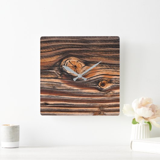 Wood Grain Pattern Quadratische Wanduhr (Zuhause)