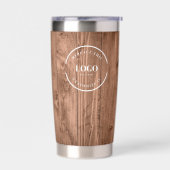 Wood Grain Rustic Branded with logo Website Thermobecher (Links)
