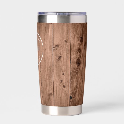 Wood Grain Rustic Branded with logo Website Thermobecher (Rückseite)