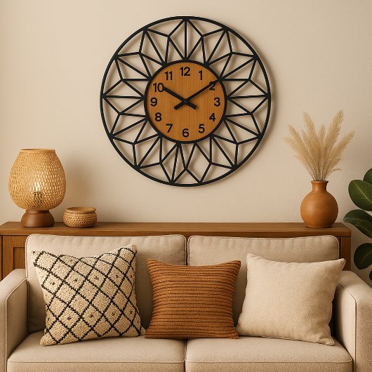 Wood grain rustic texture minimalist art große wanduhr