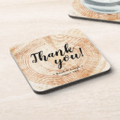 Wood Grain Rustic Wedding Vielen Dank für Ihren Un Getränkeuntersetzer (Linke Seite)