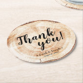 Wood Grain Rustic Wedding Vielen Dank für Ihren Un Runder Pappuntersetzer (Angewinkelt)