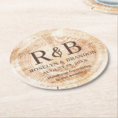 Wood Grain Rustic Wedding Vielen Dank für Monogram Runder Pappuntersetzer (Angewinkelt)