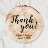 Wood Grain Rustic Wedding Vielen Dank Geschenkanhänger (Rückseite)