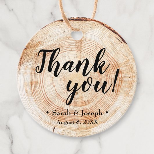 Wood Grain Rustic Wedding Vielen Dank Geschenkanhänger (Vorderseite)