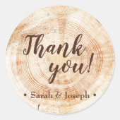 Wood Grain Rustic Wedding Vielen Dank Runder Aufkleber (Vorderseite)