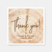 Wood Grain Rustic Wedding Vielen Dank Serviette (Vorderseite)