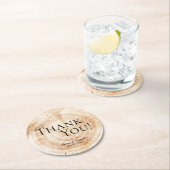 Wood Grain Thank You Rustic Wedding Favor Runder Pappuntersetzer (Vor Ort)