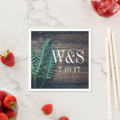 Wood & Greenery Ferns Couple's Initials Wedding Serviette (Beispiel)
