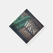 Wood & Greenery Ferns Couple's Initials Wedding Serviette (Ecke)