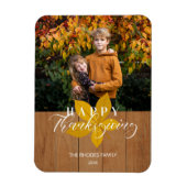 Wood Happy Thanksgiving Script-Blätter Foto Magnet (Vertikal)