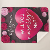 Wood Heart Wedding Vorschlag - Heiraten Sie mich? Sherpadecke (Vorderseite (Horizontal))