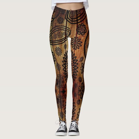 Wood Henna Tattoo - Power Yoga Leggings (Vorderseite)