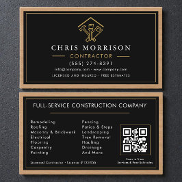 Wood Home Improvement Contractor Black Gold Visitenkarte