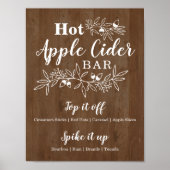 Wood Hot Apple Cider Bar Menu Wedding Party Poster (Vorne)