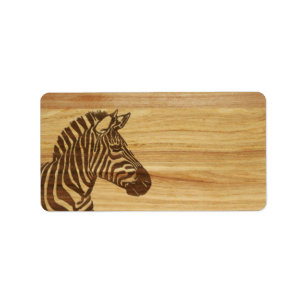 Wood Inlay Zebra Adressaufkleber
