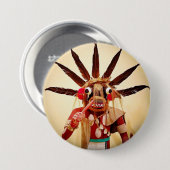 Wood kachina Puppe Foto niedliches albernes lustig Button (Vorne & Hinten)