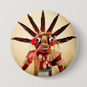Wood kachina Puppe Foto niedliches albernes lustig Button (Vorderseite)