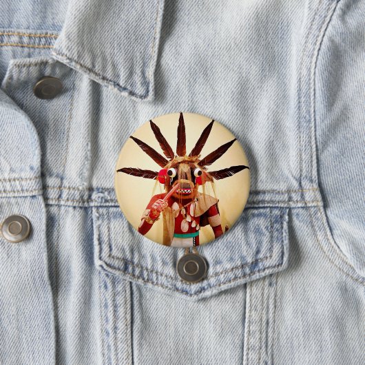 Wood kachina Puppe Foto niedliches albernes lustig Button (Beispiel)