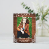 Wood Lace Lights Foto Abschluss Vielen Dank Postkarte (Stehend Vorderseite)