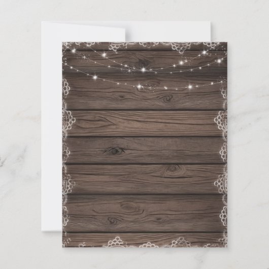 Wood & Lace String Light Rustic Wedding Invitation (Rückseite)