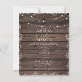 Wood & Lace String Light Rustic Wedding Invitation (Vorderseite)