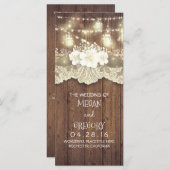 Wood Lace String Lights Mason Jars Wedding Program Programm (Vorne/Hinten)
