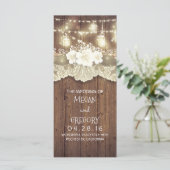 Wood Lace String Lights Mason Jars Wedding Program Programm (Stehend Vorderseite)