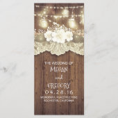 Wood Lace String Lights Mason Jars Wedding Program Programm (Vorderseite)