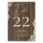 Wood Lace Wedding Rustic Table Number Card Tischnummer (Rückseite)