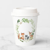 wood land animals greenery design pappbecher (Rückseite)