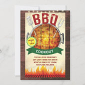 Wood Lights GRILLEN Grill Cookie Summer Party Einladung (Vorderseite)