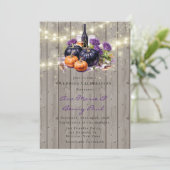 Wood Lila Pumpkin Lichter Weinglas Hochzeit Einladung (Stehend Vorderseite)