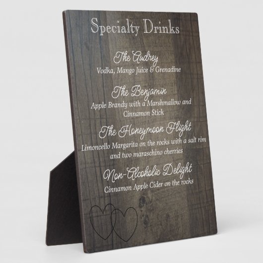 "Wood Look" Drink Menu Plaque Fotoplatte (Seite)