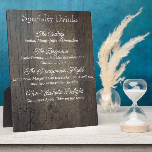 "Wood Look" Drink Menu Plaque Fotoplatte (Seite)