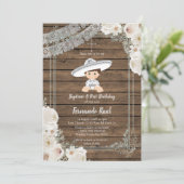 Wood Mexican Silver Fiesta Boy Taufe Geburtstag Einladung (Stehend Vorderseite)