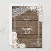 Wood Mexican Silver Fiesta Boy Taufe Geburtstag Einladung (Rückseite)