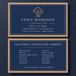 Wood Navy Blue Home Improvement Building Visitenkarte