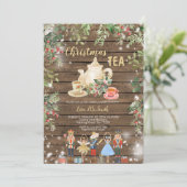 Wood Nutcracker Weihnachtstee Brautparty Party Einladung (Stehend Vorderseite)