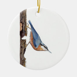 Wood Nuthatch Bird (Sitta Europaea) Keramik Ornament