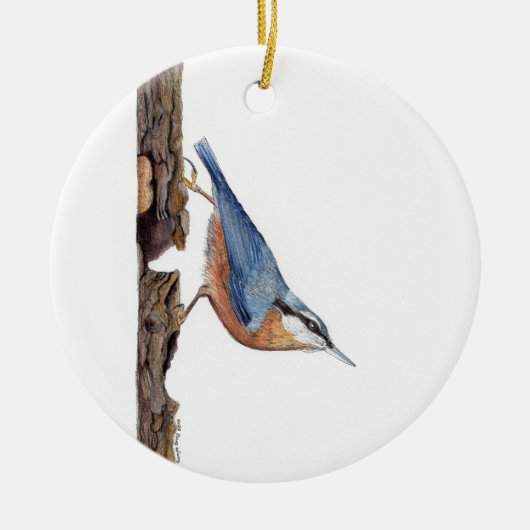 Wood Nuthatch Bird (Sitta Europaea) Keramik Ornament (Vorne)