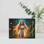 Wood nymph Fee Mädchen Gold helle Wald Blüte Postkarte (Stehend Vorderseite)
