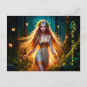 Wood nymph Fee Mädchen Gold helle Wald Blüte Postkarte (Vorderseite)