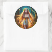 Wood nymph Fee Mädchen Gold helle Wald Blüte Runder Aufkleber (Tasche)