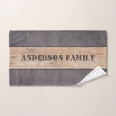 Wood on Dark Background, Family Name Badhandtuch Set (Handtuch)