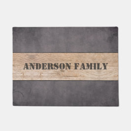 Wood on Dark Background, Family Name Fußmatte